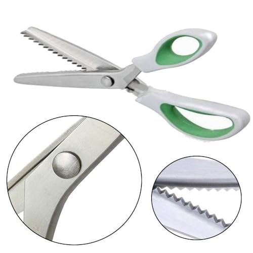Green Pinking Shears Comfort Grips Crafts Zig Zag Cut Sewing Scissors