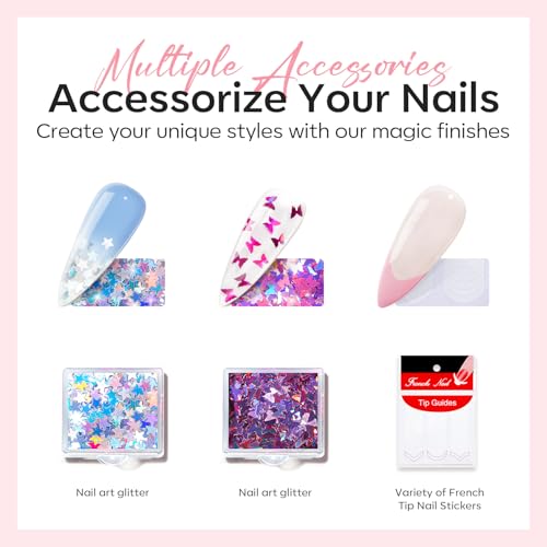 Poly Gel Nail Kit 30 Colors with 8W Nail Lamp Pink Yellow Grey (6 Fl Oz)