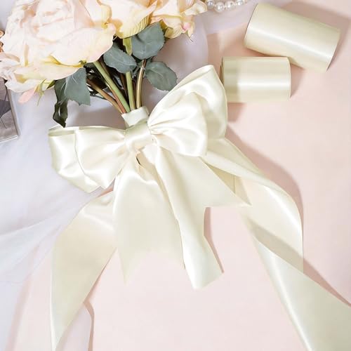Ivory Satin Ribbon 4 Inch x 10 Yards Double Faced