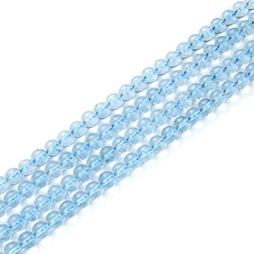 35pcs Adabele Natural Blue Topaz Healing Gemstone 10mm Round Loose Beads Gem Stone Spacer for DIY Craft Jewelry Making GE5 (34 Count)