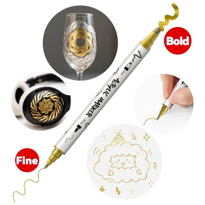 4 Silver and 4 Gold Paint Markers Bold and Fine Dual (8 Count)