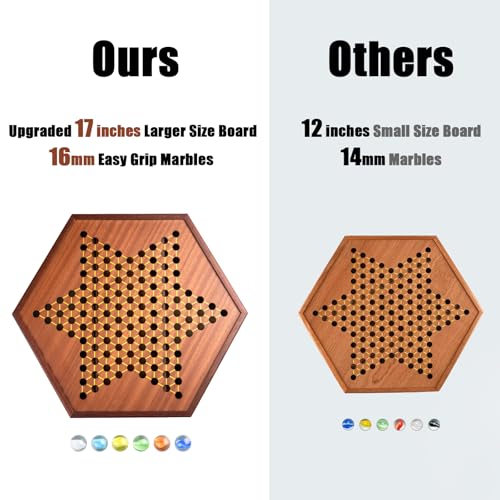 Large 17" Chinese Checkers Board Game for 2 (72 Count)