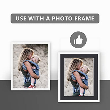 10 Pack Pre Cut 11 x 14 Black Picture Mats for 8.5x11 Photos