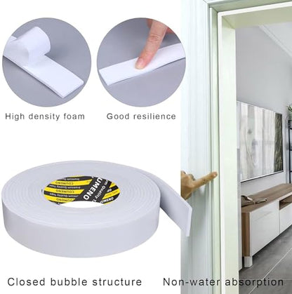White Foam Tape Weather Stripping Sealing Sponge (16.4 Foot)