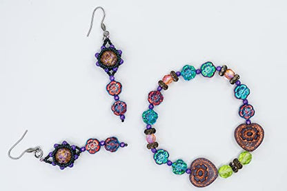 2.1oz (60 g) Mix of Unique Czech Bohemia Glass Pressed Beads, Crazy Purple Green Copper, Table Cut, Matte and Glossy, Faceted Fire Polish, Hand Made Set Kit BCV (2.1164 Ounce)