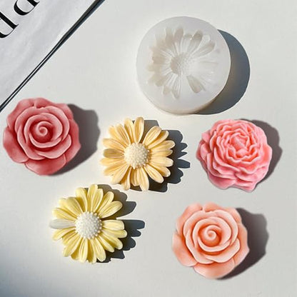 3 Pack Flower Silicone Molds for Candle (3 Count)