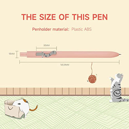 Cat Pens 8 Pcs 0.5mm Cute Kawaii Black Ink Fine Point Smooth Writing