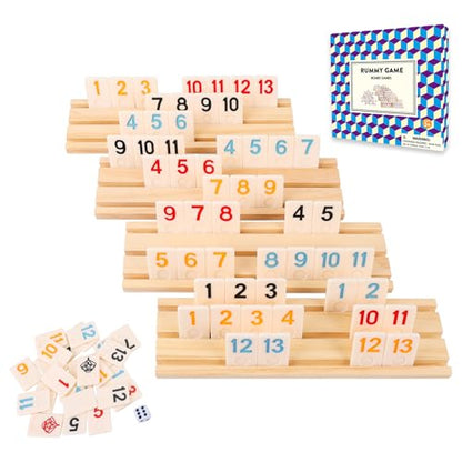 Upgraded Rummy Cube Game with 106 Large Number Rummy Tiles Set (106 Count)