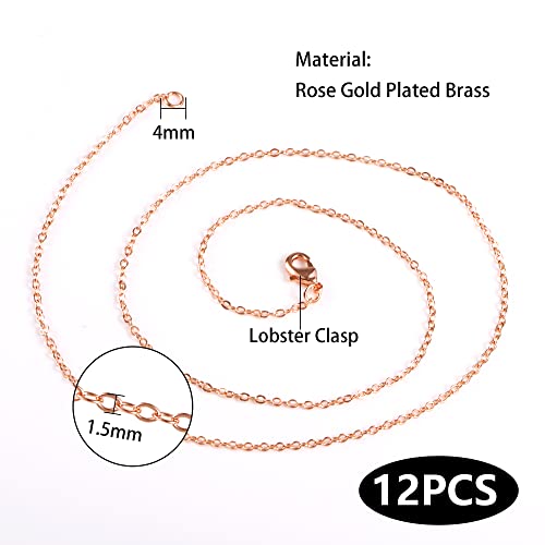 Wholesale 12PCS Rose Gold Plated Solid Brass Chain (12 Count)