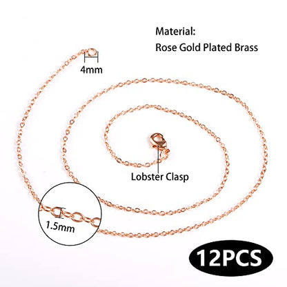 Wholesale 12PCS Rose Gold Plated Solid Brass Chain (12 Count)