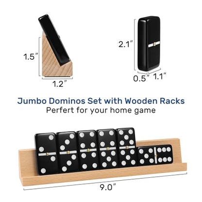 Jumbo Dominos Set for Adults with 4 Wooden Racks
