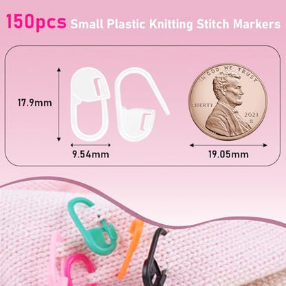 150 PCS Plastic Knitting Stitch Markers for Crocheting