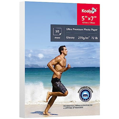 Photo Paper Resin Coated 5x7 In Glossy Photo Printer Paper 72lb (50 Count)