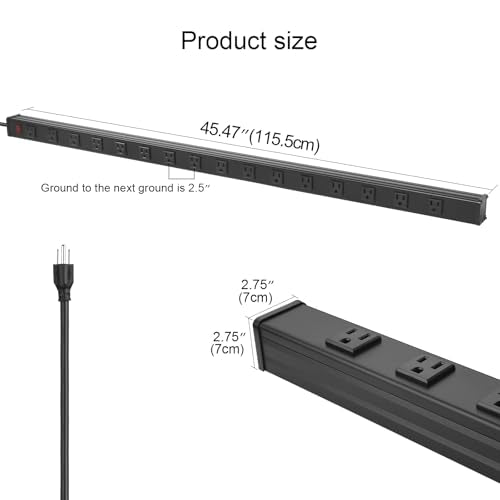Long Heavy Duty Metal Power Strip (16 outlets)