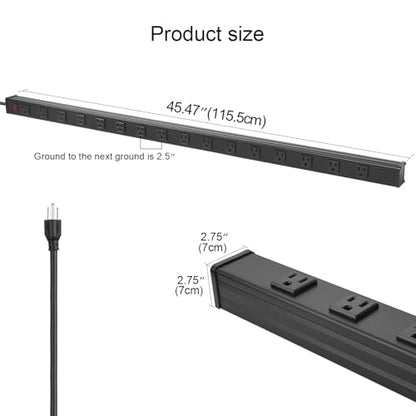Long Heavy Duty Metal Power Strip (16 outlets)