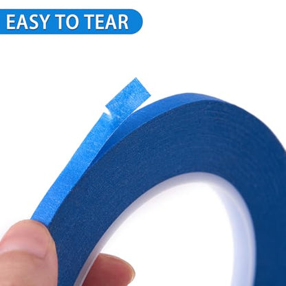 2 Pack 1 4" inch x 60yd Blue Painters Tape Easy Removal Thin Narrow Finishing Masking Tape Painting Tape Wall Tape (180 Foot)