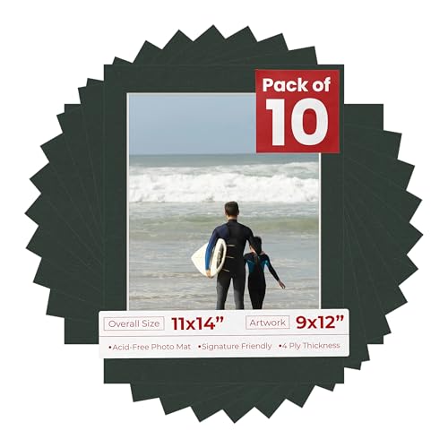 Pack of Ten Acid Free 11x14 Mats Bevel Cut for 9x12 Photos (10 Count)