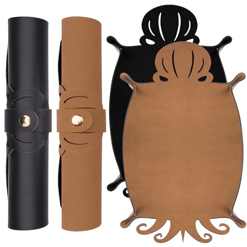 2 Pieces Octopus Dice Rolling Tray PU Leather Dice Mat Folding Scroll (2 Count)