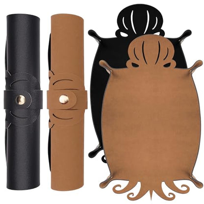 2 Pieces Octopus Dice Rolling Tray PU Leather Dice Mat Folding Scroll (2 Count)