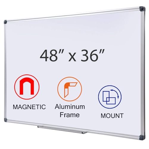 Magnetic White Board 48 x 36 Dry Erase Board for Wall