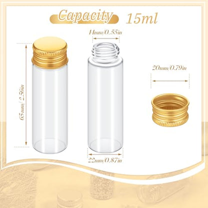 50 Pcs Small Clear Vials Spice Mini Jars with Lids Mini Glass Bottles with Screw Aluminum Metal Caps Tiny Jars Sample Containers for Powder Cream Cosmetic Jewelry Wedding (50 Count)
