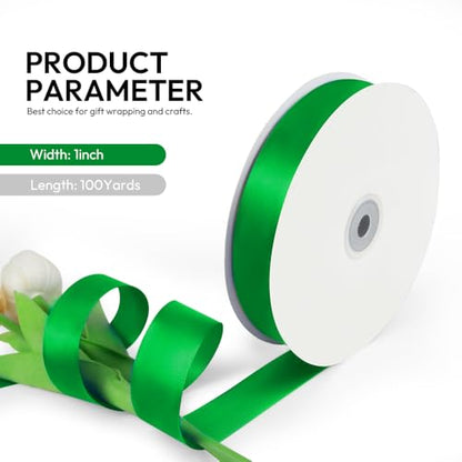 1 Inch 100 Yards Satin Ribbon Green