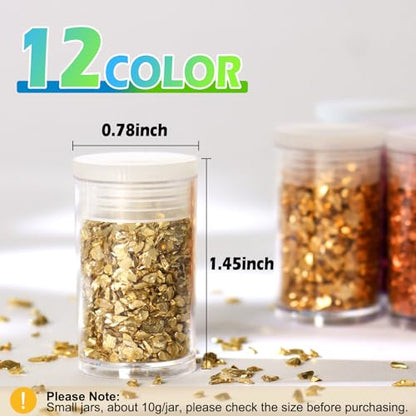 12 Colors Crushed Glass Irregular Glitter (4.23 Ounce)