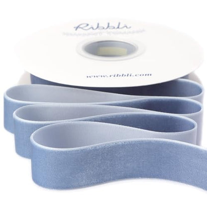 Dusty Blue Velvet Ribbon 1 Inches Continuous10 Yard Spool Blue Christmas Ribbon for Gift Wrapping Crafts Home Decor
