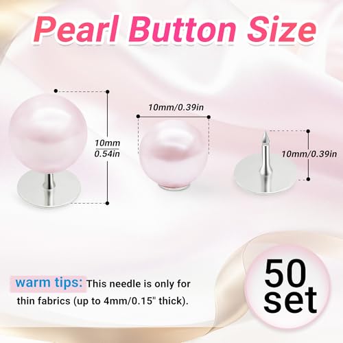 50 Sets Pearl Buttons No Sew Buttons for Clothes (50 Count)