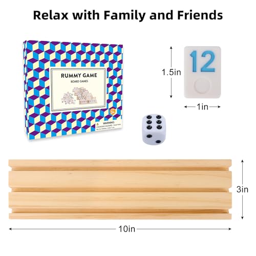 Upgraded Rummy Cube Game with 106 Large Number Rummy Tiles Set (106 Count)