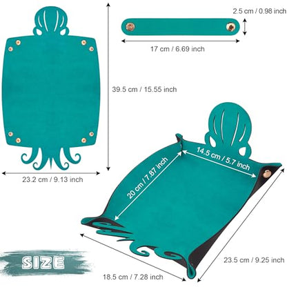 2 Pieces Octopus Dice Rolling Tray PU Leather Dice Mat Folding Scroll (2 Count)