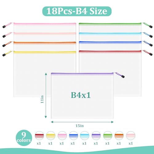 18pcs Mesh Zipper Pouch Bags (9 Count)