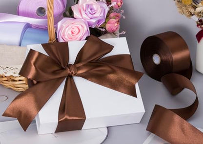 2 Inch Brown Solid Satin Ribbon for Gift Wrapping