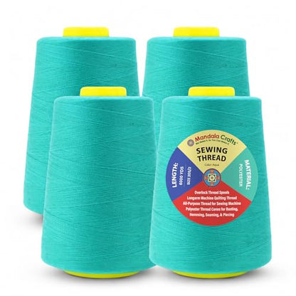 20S 2 Aqua Polyester 4 Pack of Serger Threads Cones