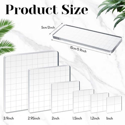 7 Pcs Acrylic Stamp Blocks Set with Grid Lines