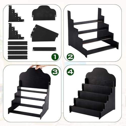 2 Pcs 4 Tier Greeting Card Display Stand Wooden Sticker Display Stand Portable Card Display Rack for Vendors Retail Counter Table Display Trade Shows Showcase (2 Count)