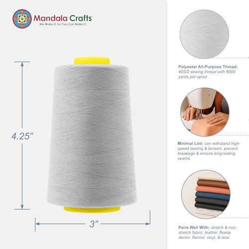 40S 2 Silver Gray Polyester 4 Pack of Serger Threads Cones