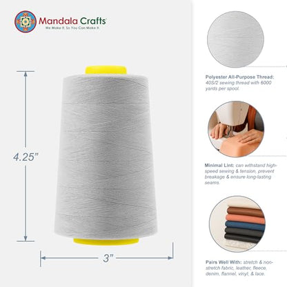 40S 2 Silver Gray Polyester 4 Pack of Serger Threads Cones