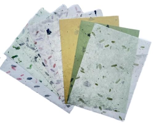 A5 Mixed Colors 50 Design 50 Sheets Natural Fiber Mulberry Tree (50 Count)