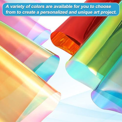 Holographic Clear PVC Vinyl Film Holographic PVC Fabric Waterproof Dichroic Film 12 x 48 Inch for Handbags Bows Earrings DIY Craft