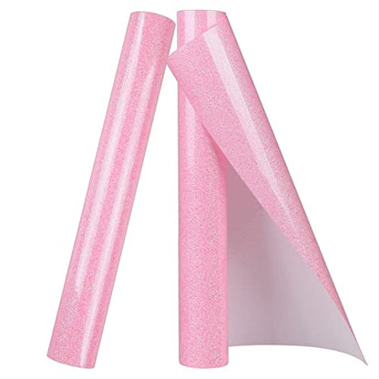 Pink Glitter HTV Heat Transfer Vinyl 2 Rolls Iron on Vinyl for T Shirts Crafts 12 inch x 5 ft