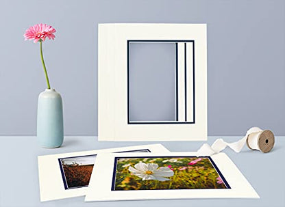 5 Pack Double mat 11x14 For 8x10 Photo Ivory Over Blue (5 Count)