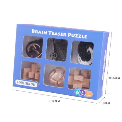Brain Teaser Puzzle for Adults Puzzles Metal Hole Lock Adult Educational Toy Jigsaw IQ Puzzle（6 Pack） (6 Count)
