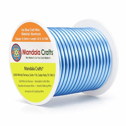 8 Gauge Ice Blue Anodized Aluminum Craft Wire