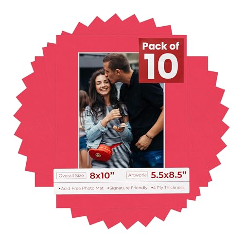 Pack of TEN 8x10 Mats Bevel Cut for 5.5x8.5 Photos (10 Count)