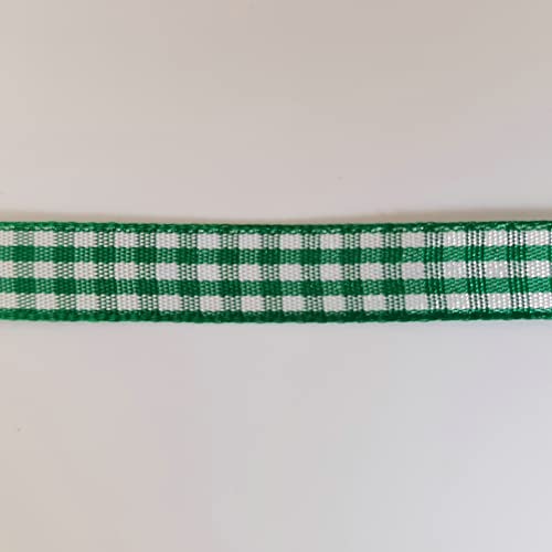 Green Gingham Plaid Checked Christmas Ribbon 25 Yard Each Roll 100% Polyester (75 Foot)