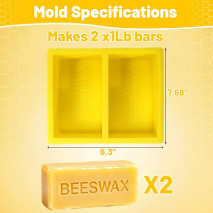 Silicone Beeswax Mold for 2 x 1 lb Blocks
