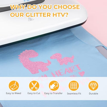Pink Glitter HTV Vinyl