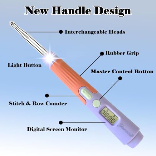 18 Size Digital Counting & Lighted Crochet Hooks Set 2.0mm (18 Count)