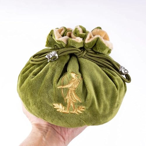 Large Dice Bag with Pockets Olive Green Storage Bag for DND RPG Game